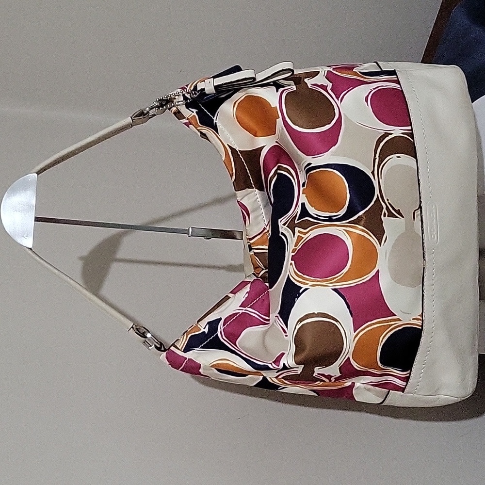 Vintage Coach Park Hand Drawn Scarf Print Hobo Shoulder Bag